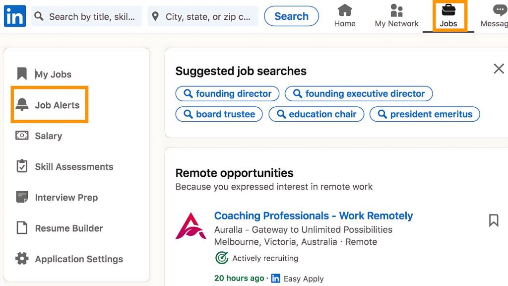 LinkedIn's Job Search and Alert Features