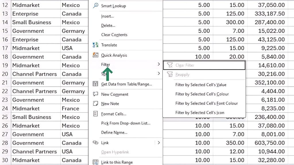 Excel Custom Filter