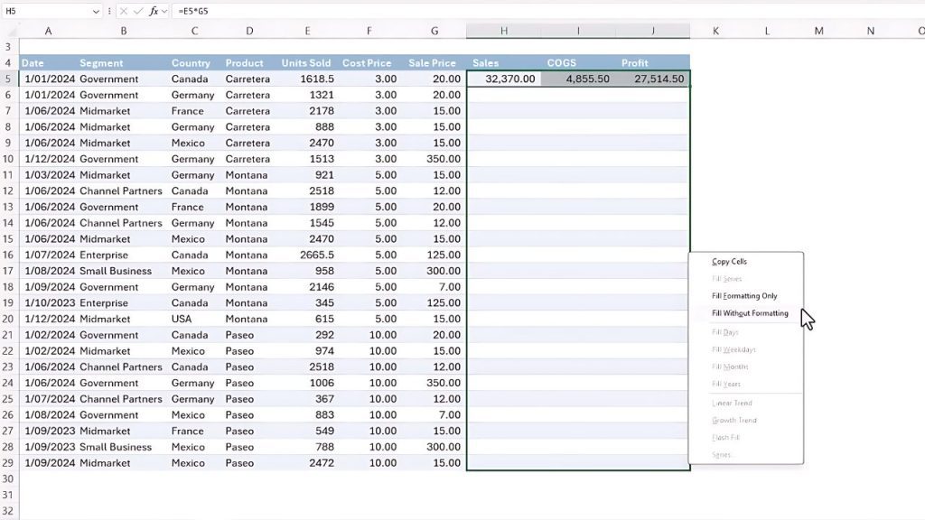 Excel Drag to Fill (1)