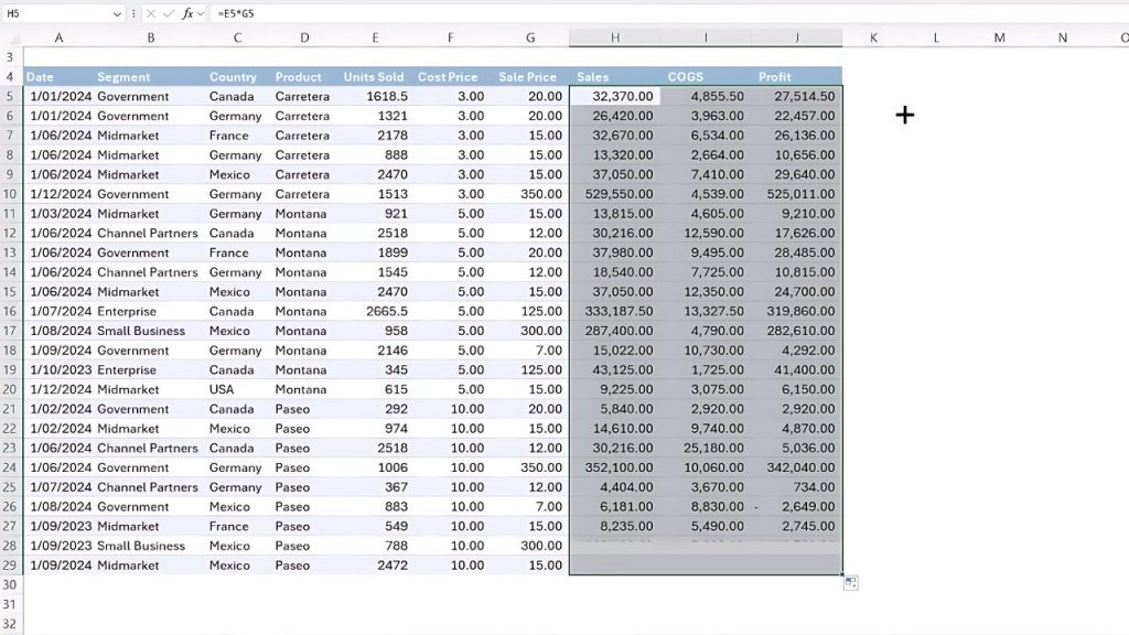 Excel Drag to Fill